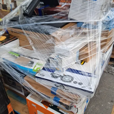 PALLET CONTAINING APPROXIMATELY 19 ASSORTED TECH ITEMS TO INCLUDE ALPINE SPEAKERS, G-MASTER MONITOR AND LANEY AMPLIFIER