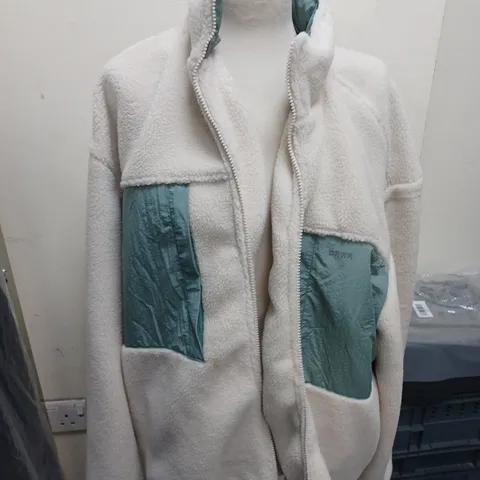 ZARA FLUFFY JACKET CRΓME & GREEN - LARGE -XL