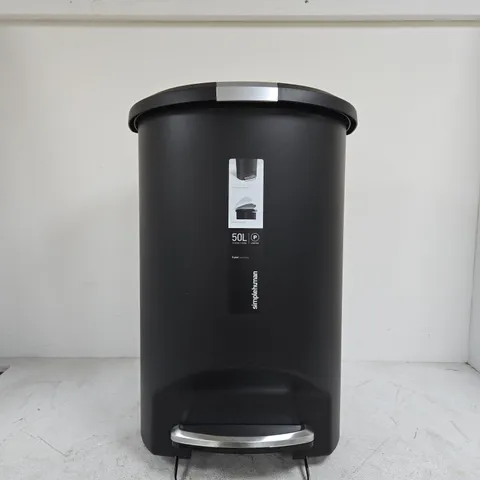 SIMPLEHUMAN 50L BLACK PEDAL BIN BOXED