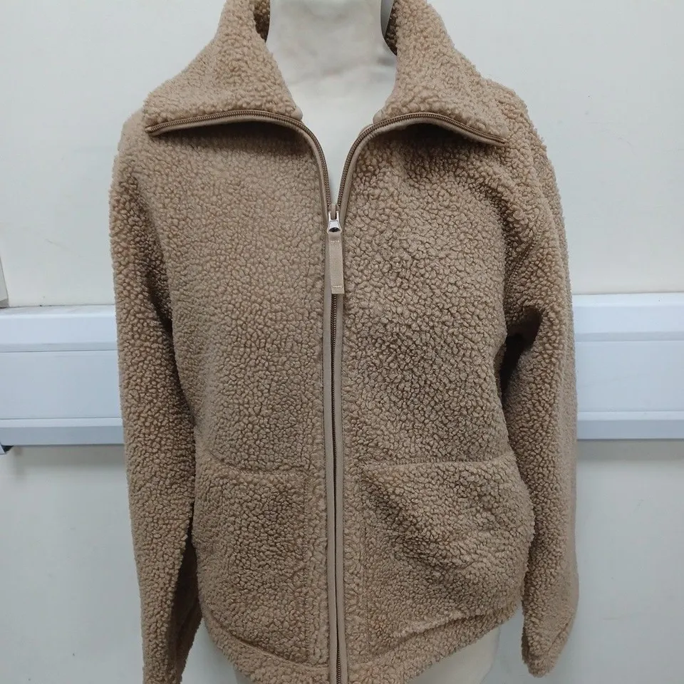 H&M SHERPA ZIP THROUGH JACCKET IN BEIGE SIZE S 