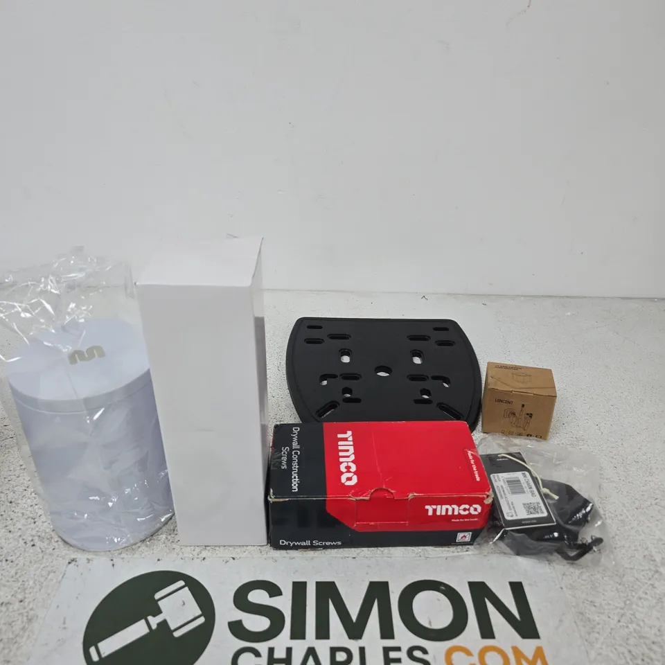 APPROXIMATELY 15 ASSORTED ITEMS INCLUDING A MYOTA TIN, A MYOTA WATER BOTTLE AND TIMCO DRYWALL CONSTRUCTION SCREWS