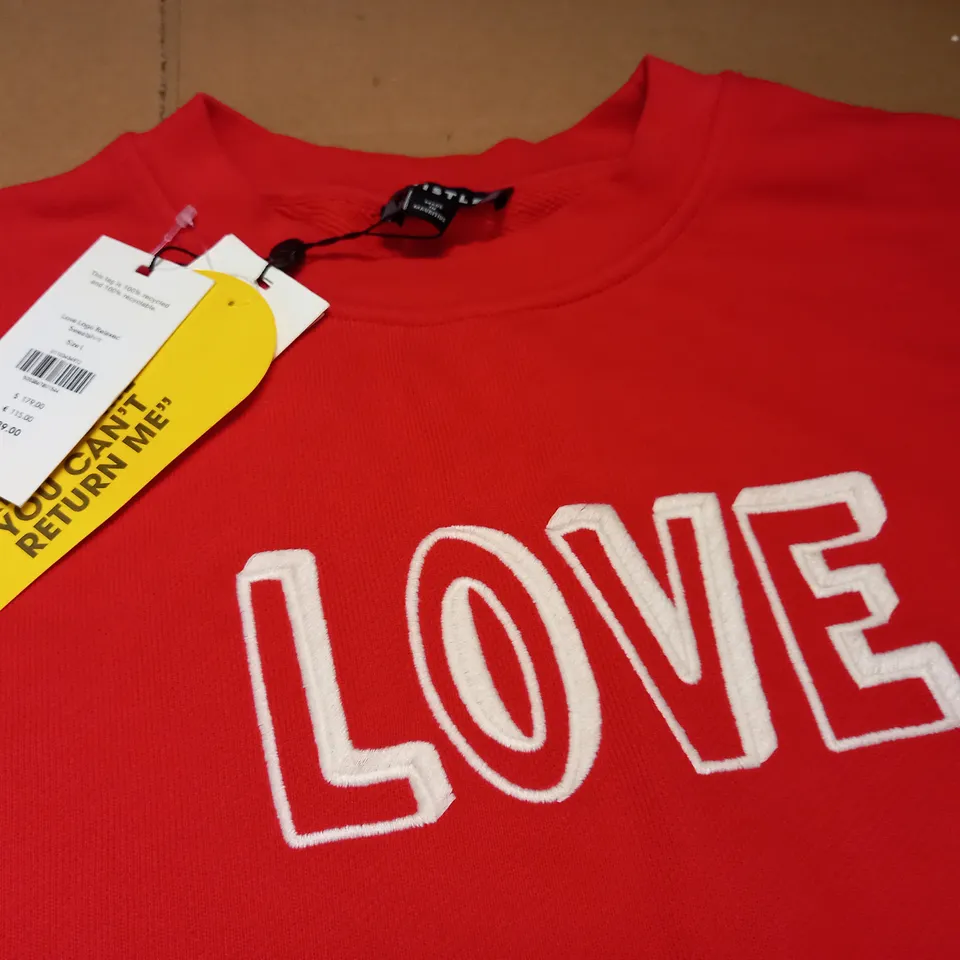 WHISTLES LOVE LOGO SWEATSHIRT IN RED - L