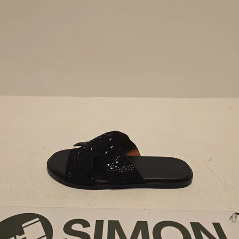 HERMES WOMEN'S BLACK BEADED SLIDE SANDALS SIZE EU 43