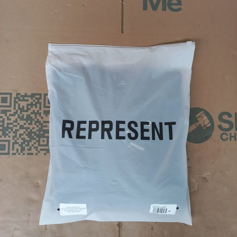 BAGGED REPRESENT INITIAL BOXY SWEATER IN COFFEE SIZE MEDIUM