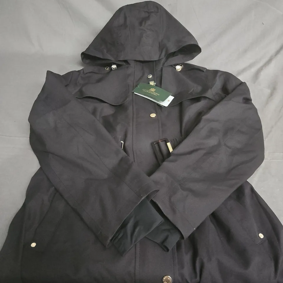 HOLLAND COOPER WATERPROOF LONGLINE COAT – BLACK, UK SIZE S