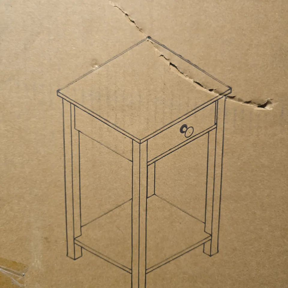 BOXED SLIM BEDSIDE TABLE WHITE 