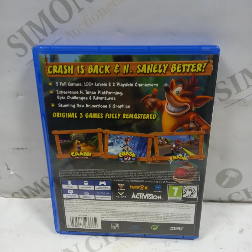 CRASH BANDICOOT N SANE TRILOGY ON PS4