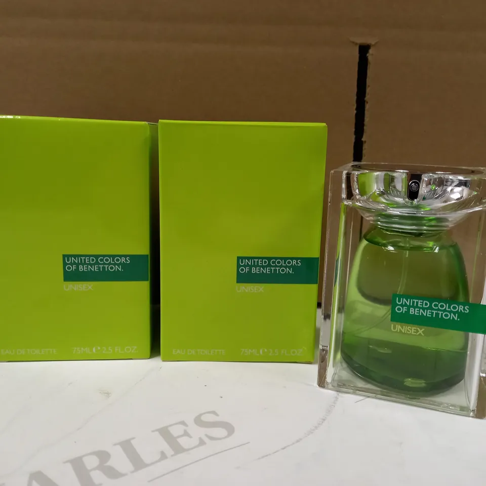 LOT OF 2 UNITED COLOURS OF BENETTON UNISEX EAU DE TOILETTE - 2X75ML
