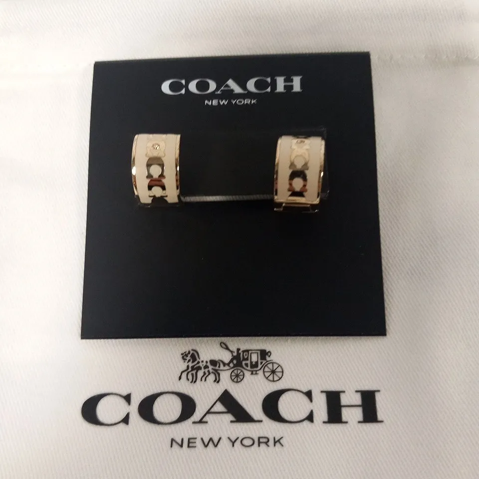 COACH ENAMEL C HOOP EARRINGS 