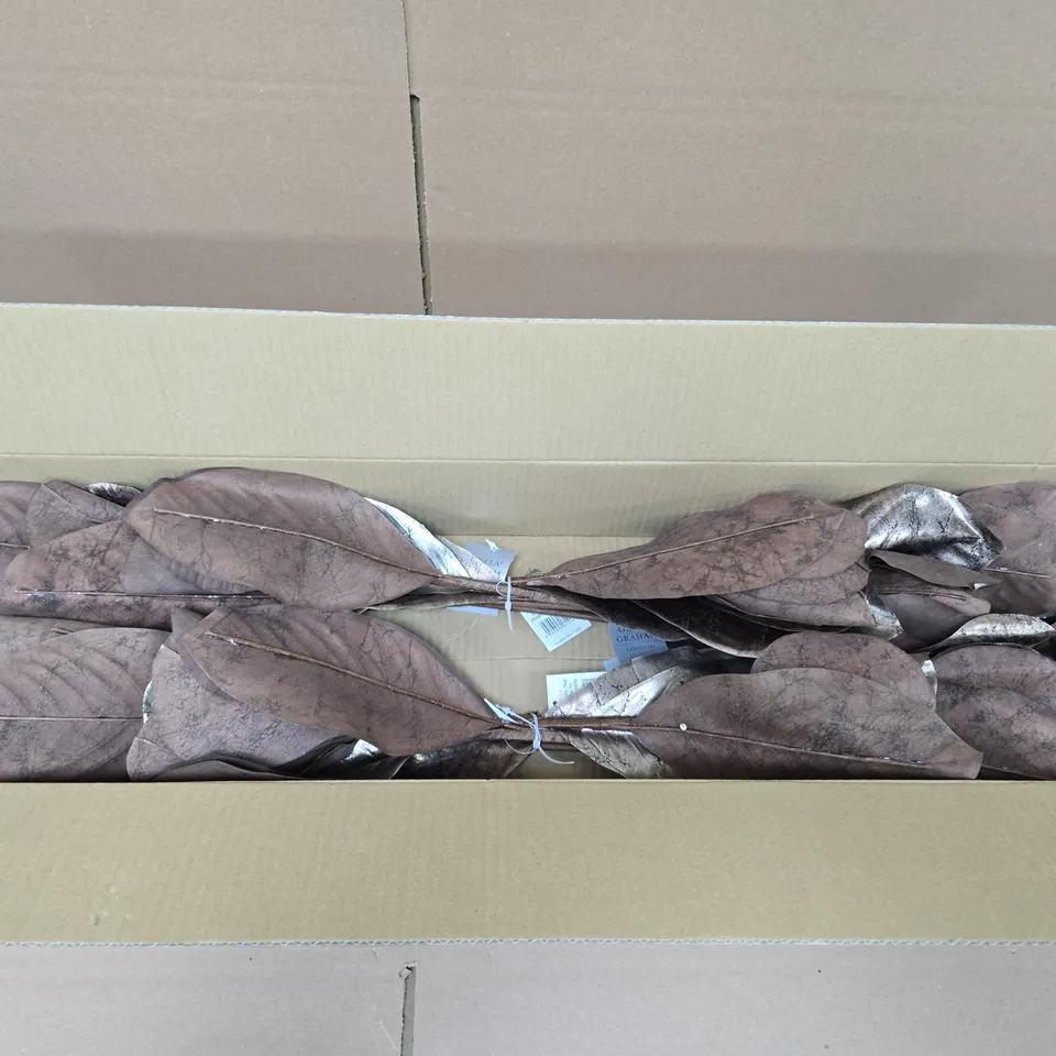 BOX OF APPROXIMATELY 12 GISELA GRAHAM GOLD FAUX LEAF ARRANGEMENTS