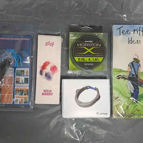 APPROXIMATELY 12 ASSORTED HOUSEHOLD ITEMS TO INCLUDE PET TRACER, AIR UP AROMA POD, ETC