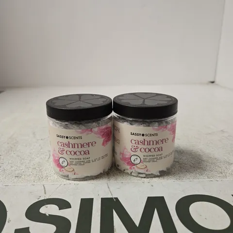 SASSY SCENTS CASHMERE & COCOA WHIPPED SOAP – 2 X JARS