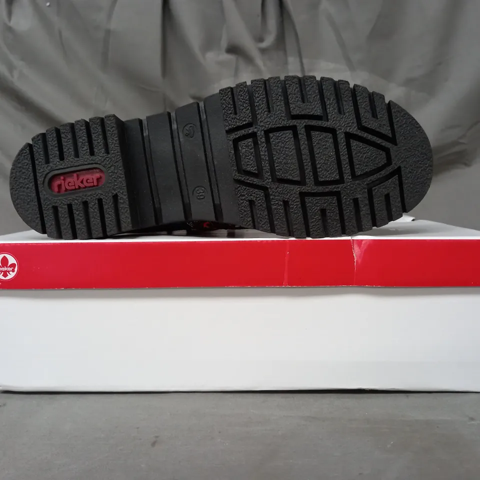 BOXED PAIR OF RIEKER BOOTS IN MULTI SIZE 6