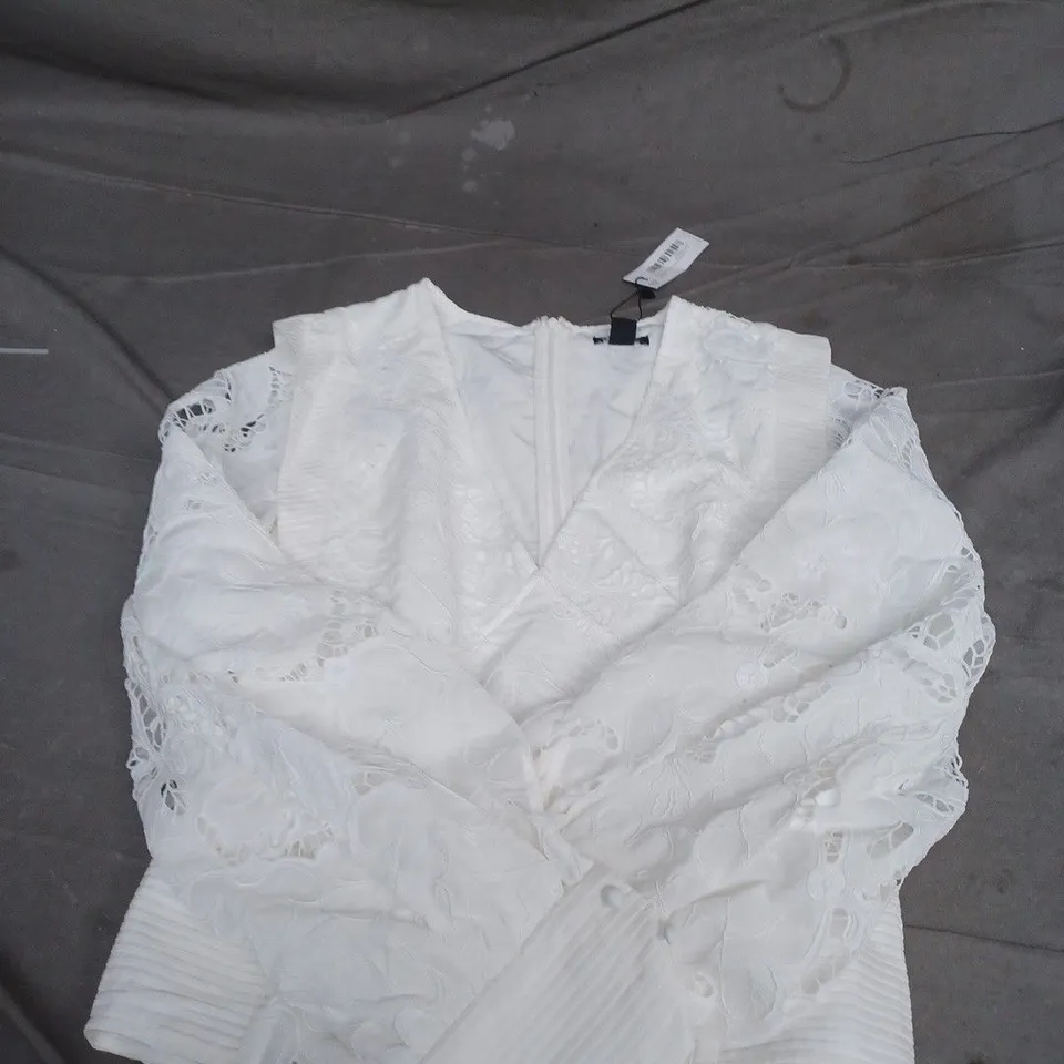 KAREN MILLEN WHITE LACE OVERLAY BLOUSE UK 10