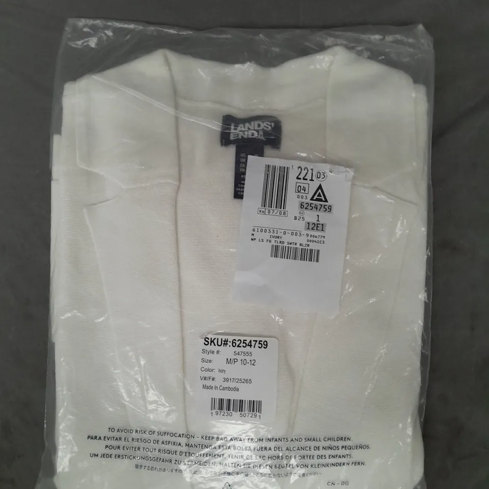 LANDS END SWEATER BLAZER IN IVORY SIZE MEDIUM
