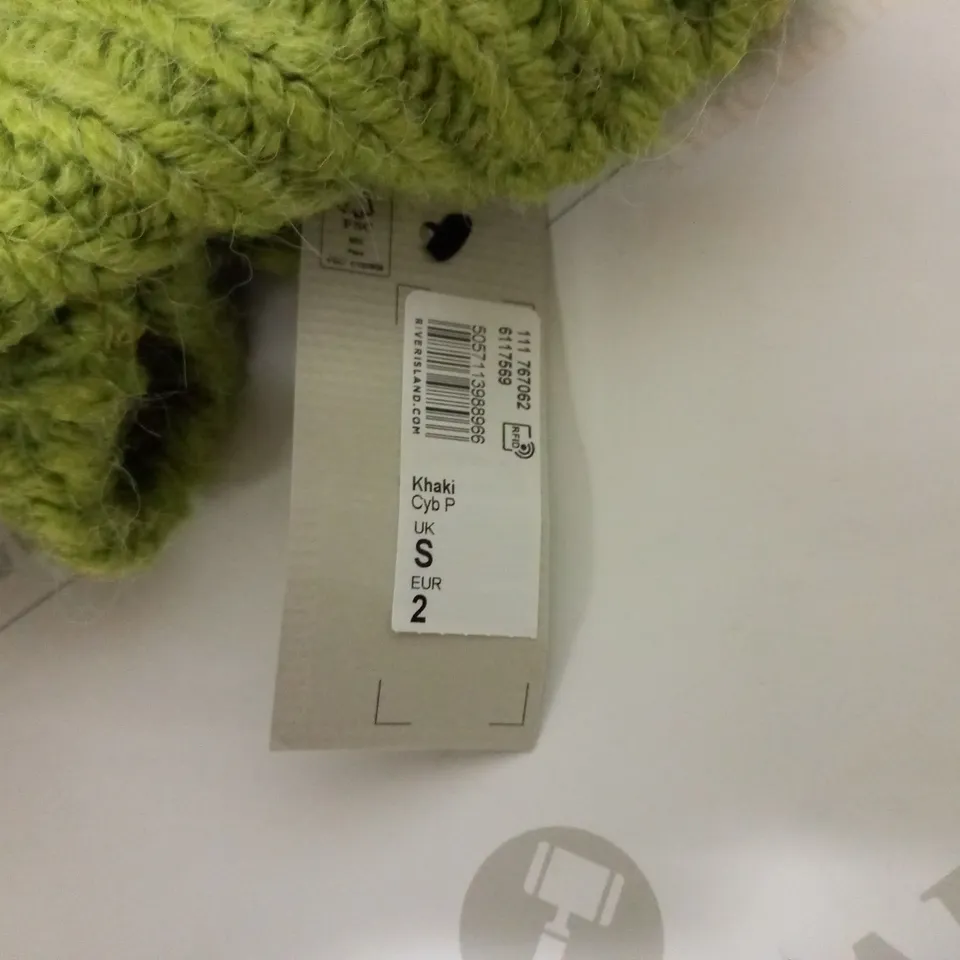 RIVER ISLAND KHAKI WOOL JUMPER - SIZE S