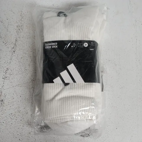 BAGGED ADIDAS CUSHIONED CREW SOCKS 3 PACK - UK 6.5-8