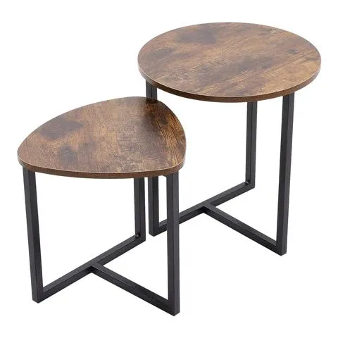 BOXED LIVING AND HOME SET OF 2 ROUND AND TRIANGULAR NEST OF TABLES