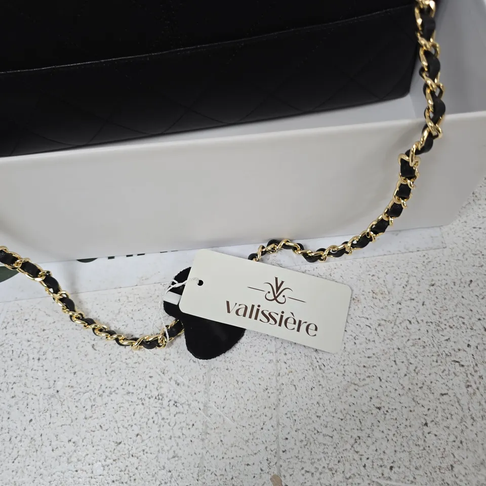 VALISSIÈRE BLACK QUILTED LEATHER SHOULDER BAG WITH GOLD CHAIN STRAP