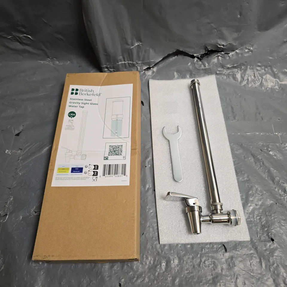 BRITISH BERKEFELD STAINLESS STEEL GRAVITY SIGHT GLASS WATER TAP