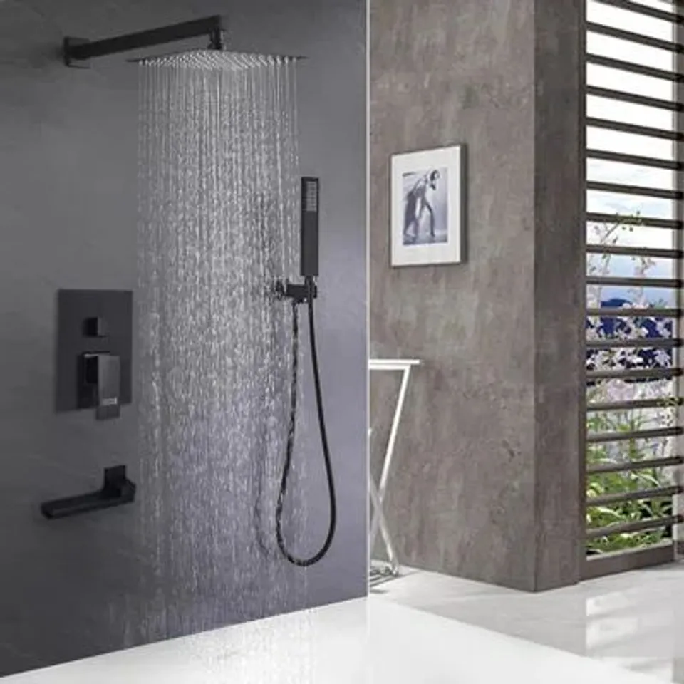 BOXED SQUARE ROD DOUBLE VALVE CONCEALED SHOWER KIT