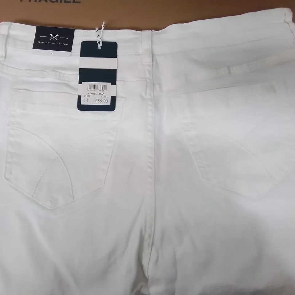 CREW CLOTHING CROPPED WHITE JEANS - 14