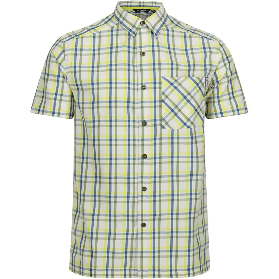 BRAND NEW REGATTA MENS MINDANO VIII SHORT SLEEVE SHIRT IN PIQUANT GREEN/MOROCCON BLUE/CITRON LIME CHECK SIZE SMALL