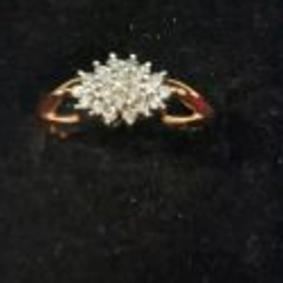 9CT GOLD CLUSTER RING SET WITH NATURAL DIAMONDS