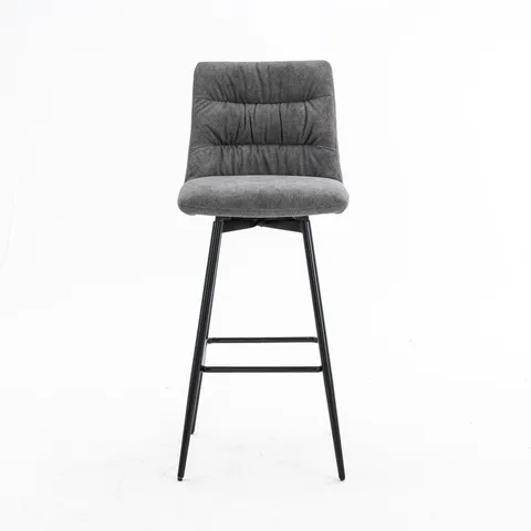 BOXED SET OF 2 DESIGNER EVA VELVET BARSTOOLS - GREY (1 BOX)