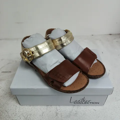 LEATHER COLLECTION NATASHA SANDALS – TAN, UK SIZE 6