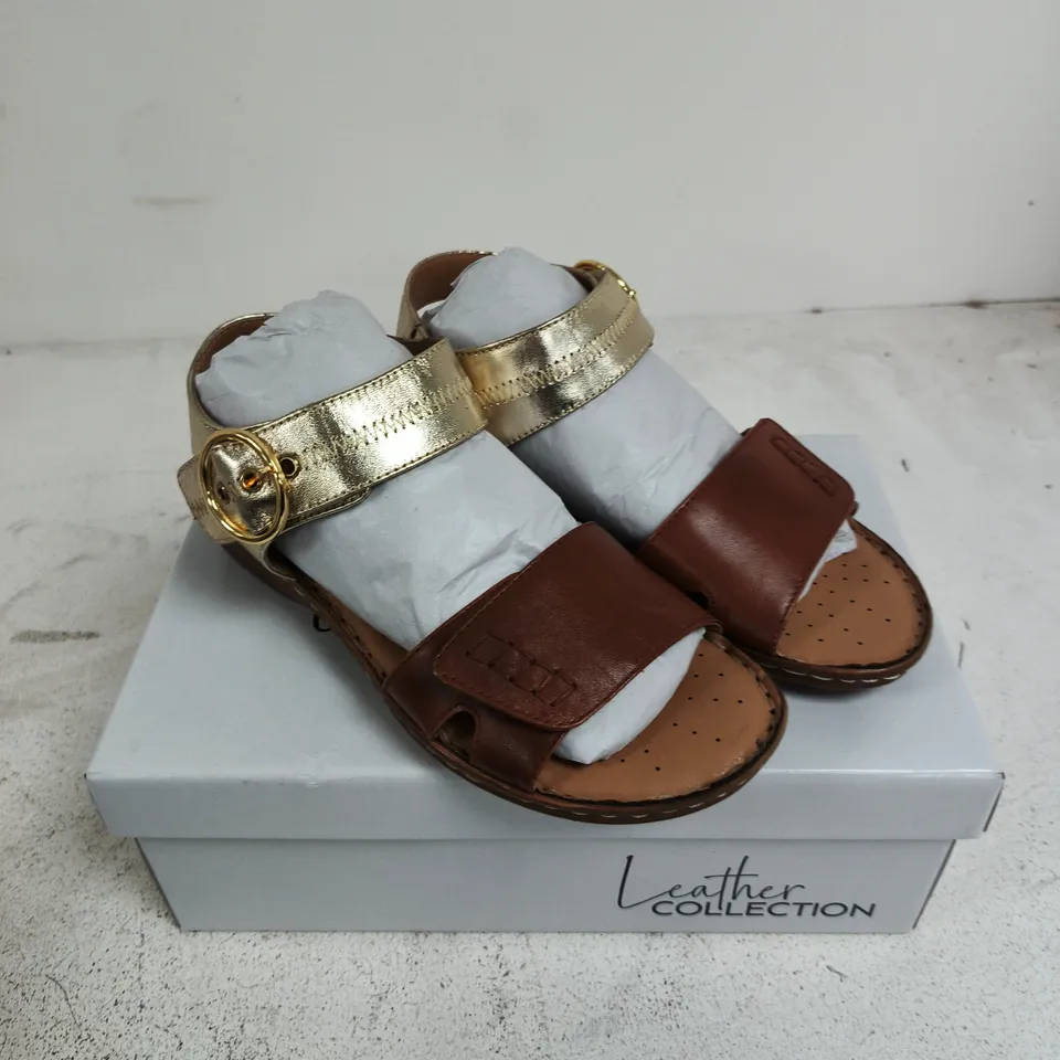 LEATHER COLLECTION NATASHA SANDALS – TAN, UK SIZE 6