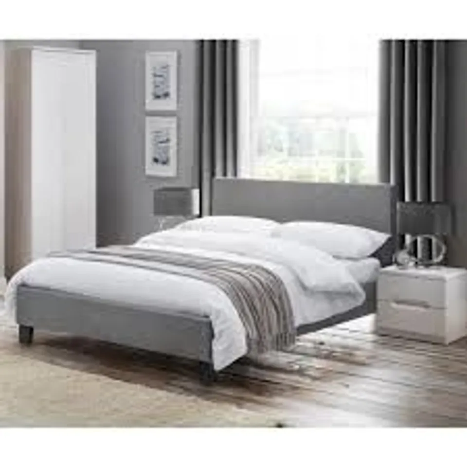 BOXED JULIAN BOWEN RIALTO DOUBLE BED - LIGHT GREY (2 BOXES)