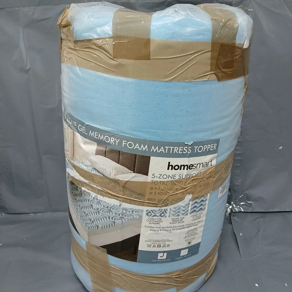 HOMESMART 5 ZONE GEL MEMORY FOAM MATTRESS TOPPER IN BLUE (190X135CM)