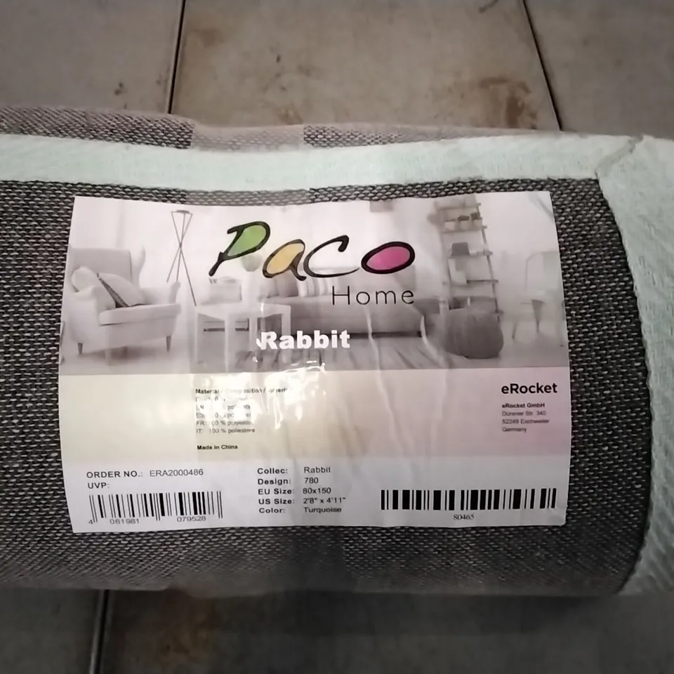 BRAND NEW PACO RABBIT 780 TURQUOISE 80X150CM