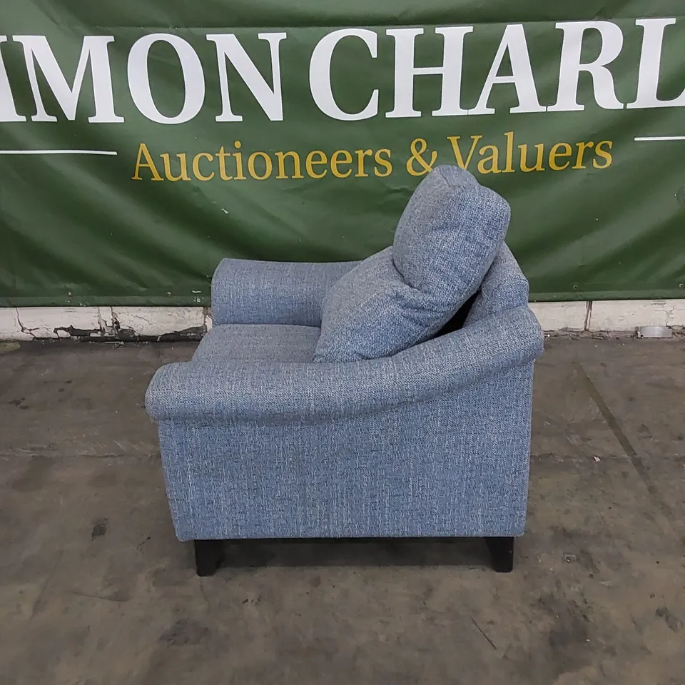 QUALITY G PLAN DESIGNER FLAIR ARMCHAIR IN SYNERGY OCEAN BLUE FABRIC 