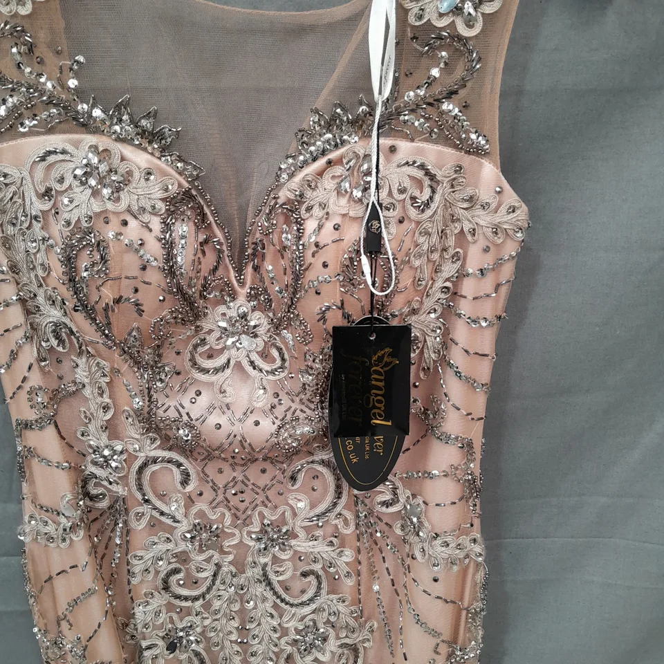ANGEL FOREVER EMBELLISHED OCCASIONAL DRESS IN NUDE/CHARCOAL - M