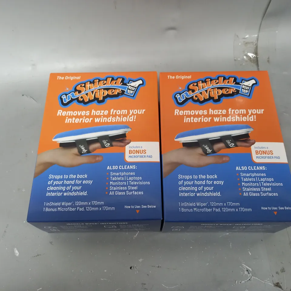 BOXED INSHIELD WIPER SET OF 2 MULTI-USE MICROFIBRE CLEANSERS