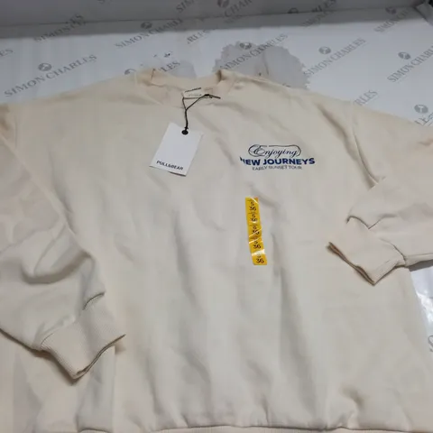 PULL & BEAR CREAM CREW JUMPER - EUR S