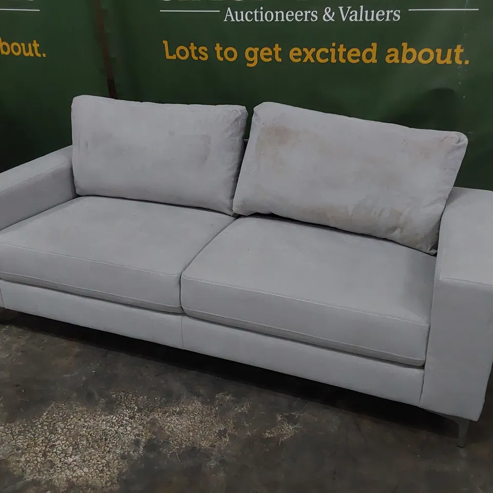 DESIGNER THREE SEATER SOFA GREY FABRIC 