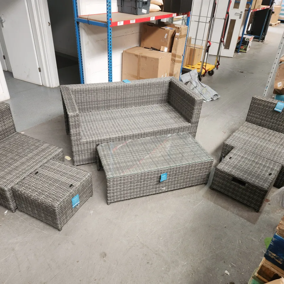 INNOVATORS SANTORINI RATTAN 6 PIECE HIDEAWAY GARDEN FURNITURE SET - COLLECTION ONLY (MISSING CUSHIONS)