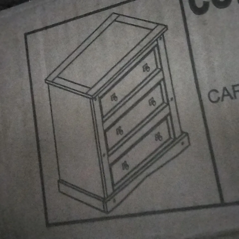 BOXED DODGE 3 DRAWER 92CM SOLID WOOD CHEST OF DRAWERS - DISTRESSED WAX PINE