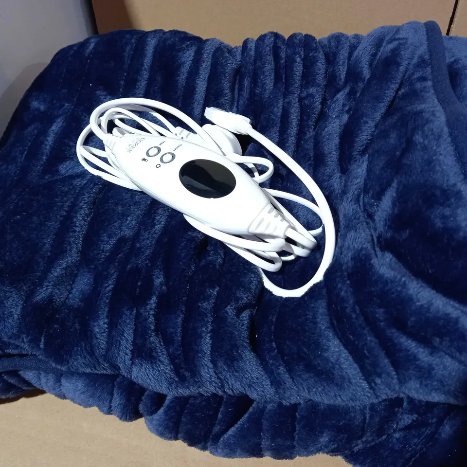 COZEE HOME HEATED NAVY THROW