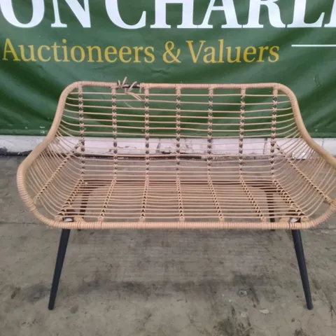METAL FRAME BAMBOO EFFECT RATTAN BENCH