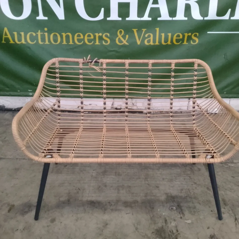 METAL FRAME BAMBOO EFFECT RATTAN BENCH