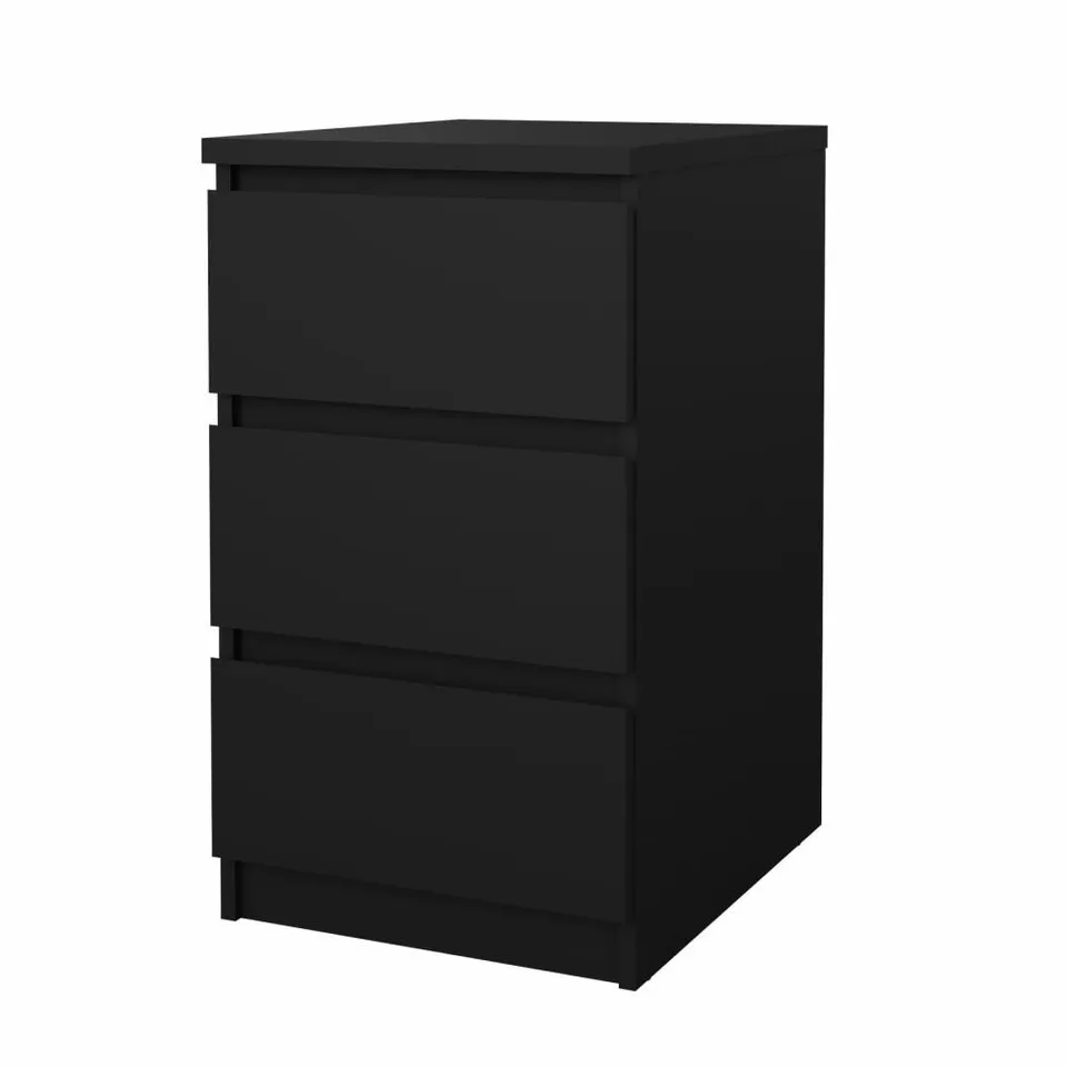 BOXED TVILUM NAIA NIGHTSTAND 3 DRAWERS - MATT BLACK - 40.4×50×70.1CM