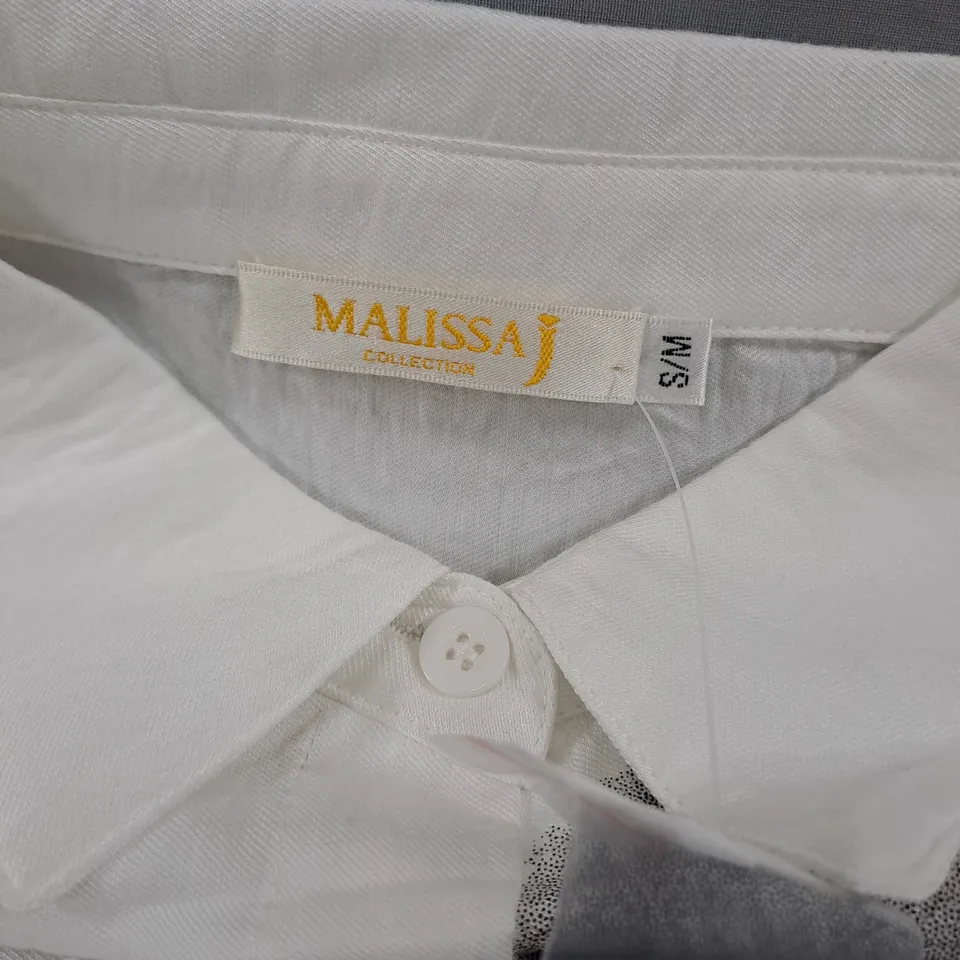 MALISSA J COLLECTION WOMEN'S WHITE SHIRT WITH ABSTRACT BLACK PRINT - S/M
