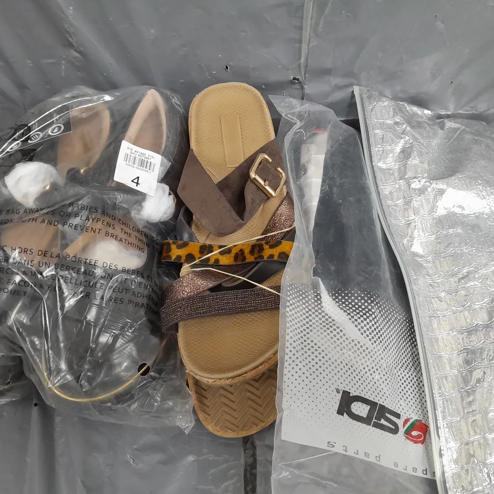 BOX OF APPROXIMATELY 30 ASSORTED PAIRS OF SHOES AND FOOTWEAR ITEMS IN VARIOUS COLOURS, STYLES, AND SIZES - COLLECTION ONLY