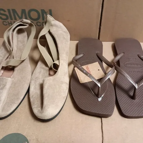 BOX OF APPROXIMATELY 15 ASSORTED PAIRS OF SHOES AND FOOTWEAR ITEMS IN VARIOUS COLOURS, STYLES, AND SIZES - COLLECTION ONLY