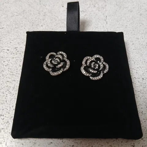 BUTLER & WILSON CRYSTAL ROSE EARRINGS 