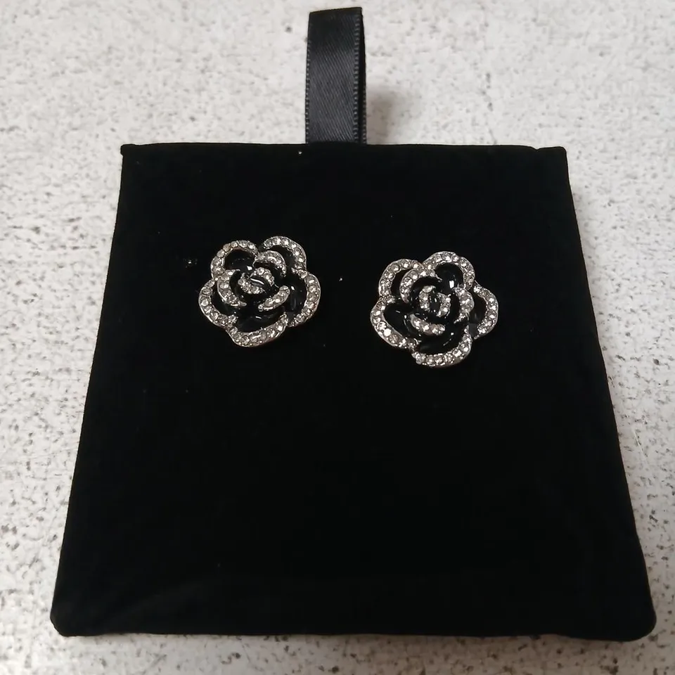 BUTLER & WILSON CRYSTAL ROSE EARRINGS 